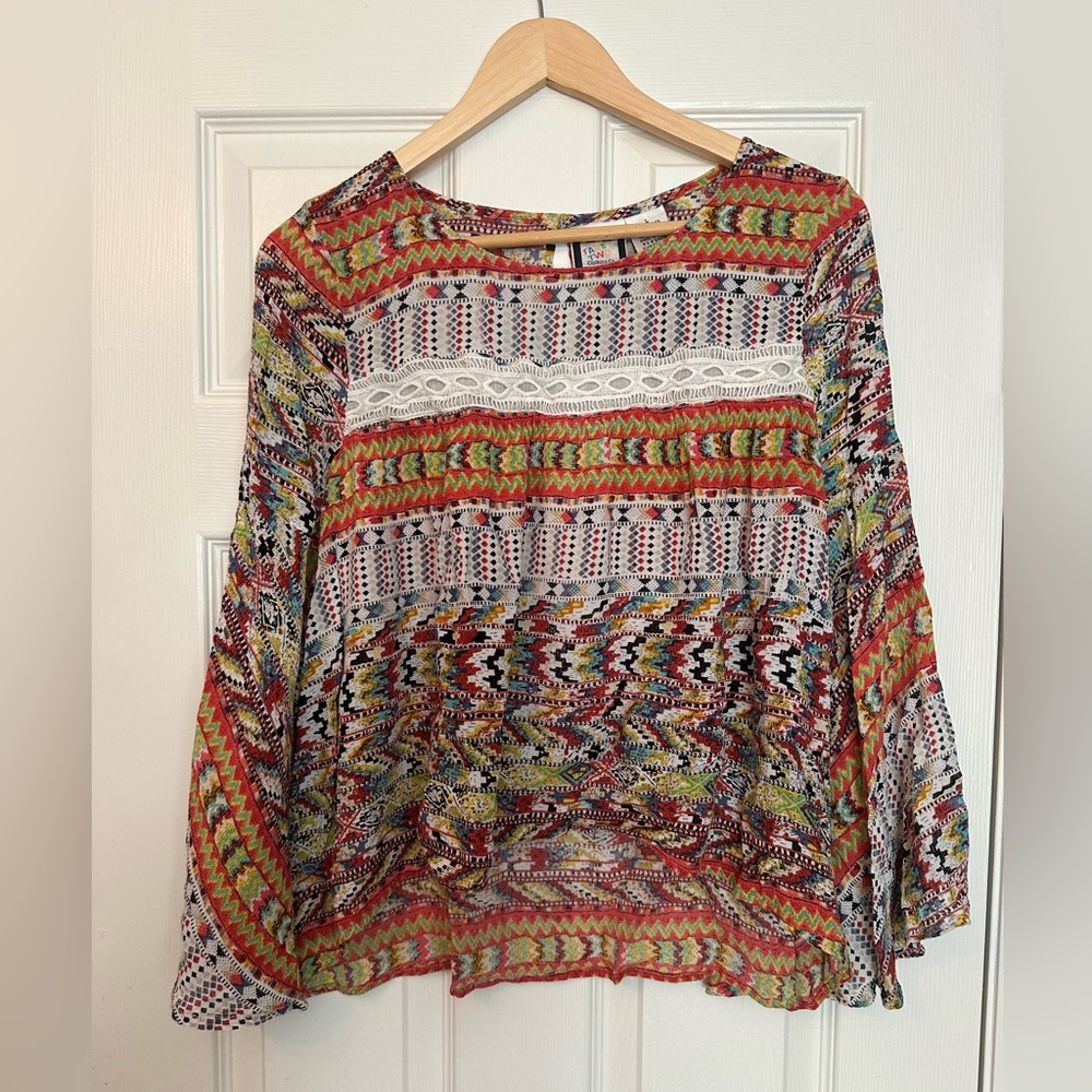 Orange and Brown Graphic Relaxed Blouse
